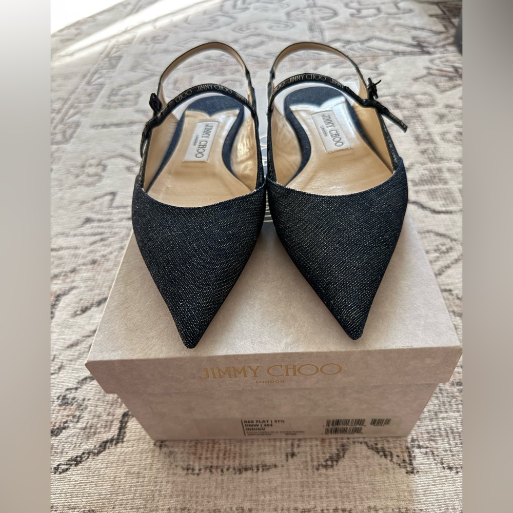 NEW! Jimmy Choo Ree flats logo print slingback ballerinas